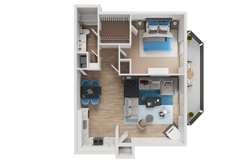 Floor plan for 2 beds, 1 bath, 1000 sqft